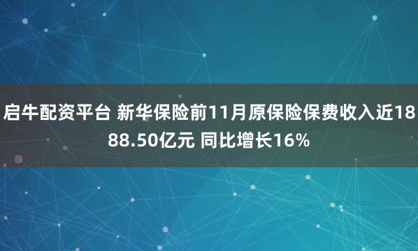 启牛配资平台 新华保险前11月原保险保费收入近1888.50亿元 同比增长16%